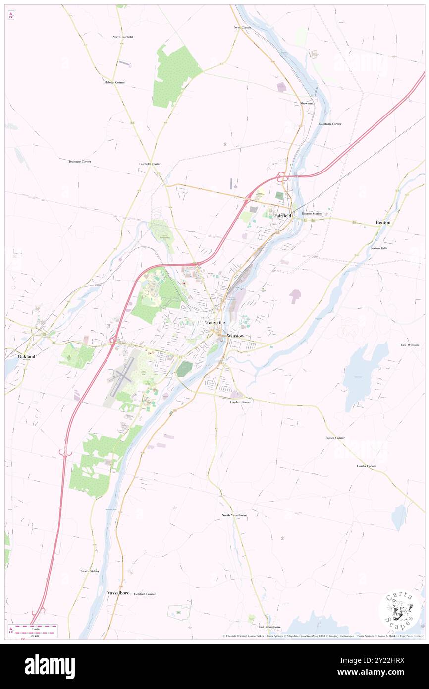 Waterville, Kennebec County, Stati Uniti, Maine, N 44 33' 7'', S 69 37' 54''', MAP, Cartascapes Map pubblicata nel 2024. Esplora Cartascapes, una mappa che rivela i diversi paesaggi, culture ed ecosistemi della Terra. Viaggia attraverso il tempo e lo spazio, scoprendo l'interconnessione del passato, del presente e del futuro del nostro pianeta. Foto Stock