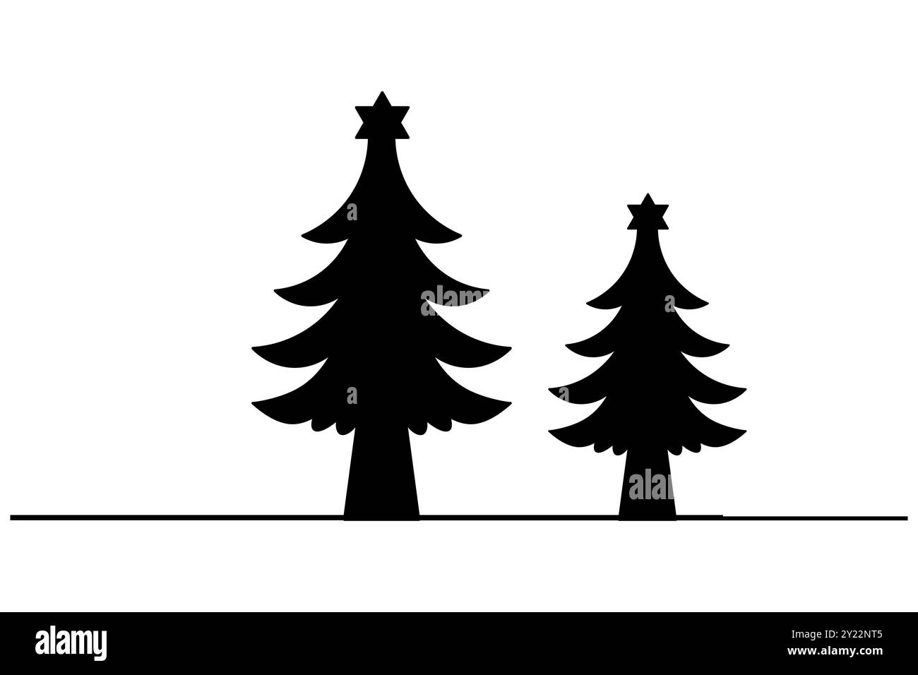Icona vettoriale della silhouette dell'albero di Natale e disegno del contorno isolato Illustrazione Vettoriale