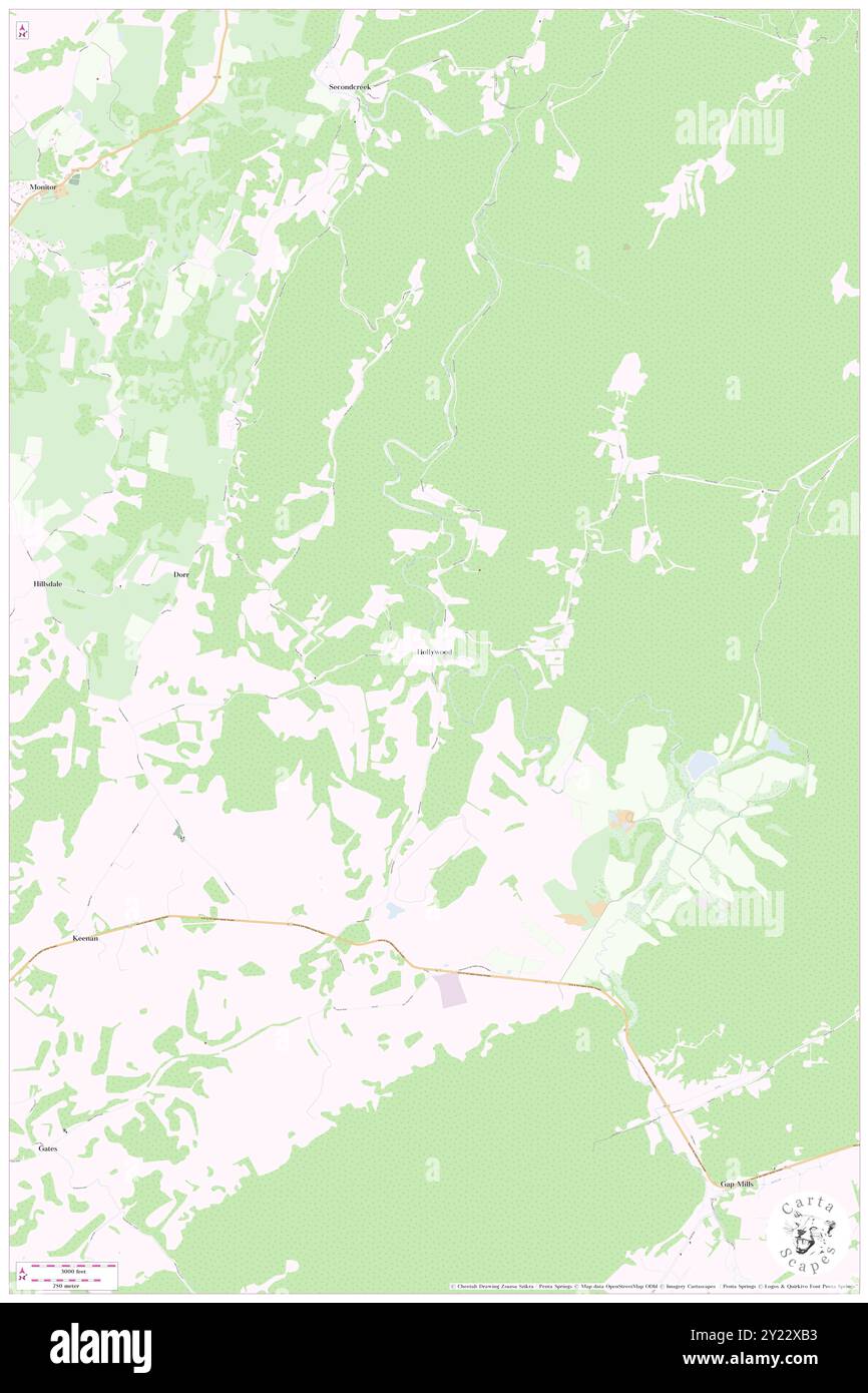 Hollywood, Monroe County, Stati Uniti, West Virginia, N 37 36' 44'', S 80 26' 38'', MAP, Cartascapes Map pubblicata nel 2024. Esplora Cartascapes, una mappa che rivela i diversi paesaggi, culture ed ecosistemi della Terra. Viaggia attraverso il tempo e lo spazio, scoprendo l'interconnessione del passato, del presente e del futuro del nostro pianeta. Foto Stock