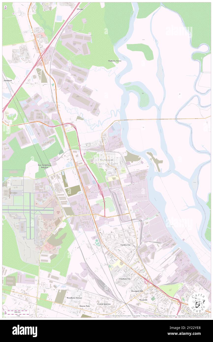 Port Wentworth, contea di Chatham, Stati Uniti, Georgia, N 32 8' 56'', S 81 9' 47'', MAP, Cartascapes Map pubblicata nel 2024. Esplora Cartascapes, una mappa che rivela i diversi paesaggi, culture ed ecosistemi della Terra. Viaggia attraverso il tempo e lo spazio, scoprendo l'interconnessione del passato, del presente e del futuro del nostro pianeta. Foto Stock