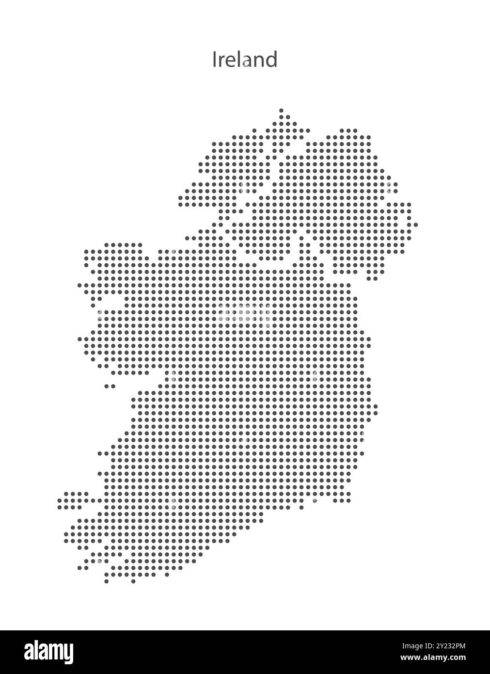 Mappa con silhouette stilizzata punteggiata dell'isola d'Irlanda insieme all'Irlanda del Nord. Illustrazione Vettoriale