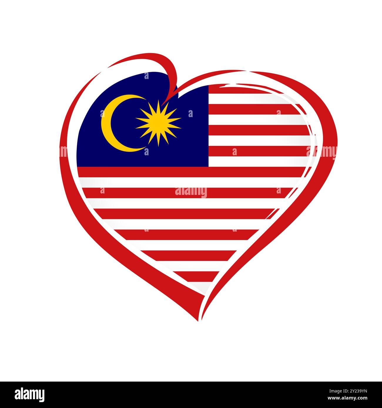 Ami l'emblema creativo della Malesia. Simbolo turistico. Festa della Federazione o proclamazione per celebrare il segno. Design isolato. Illustrazione Vettoriale