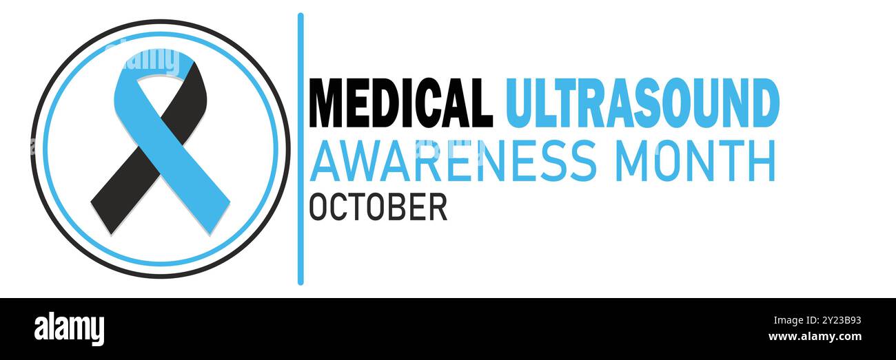 Mese di sensibilizzazione sugli ultrasuoni medicali. Ottobre. Adatto per biglietti d'auguri, poster e striscioni. Illustrazione vettoriale. Illustrazione Vettoriale