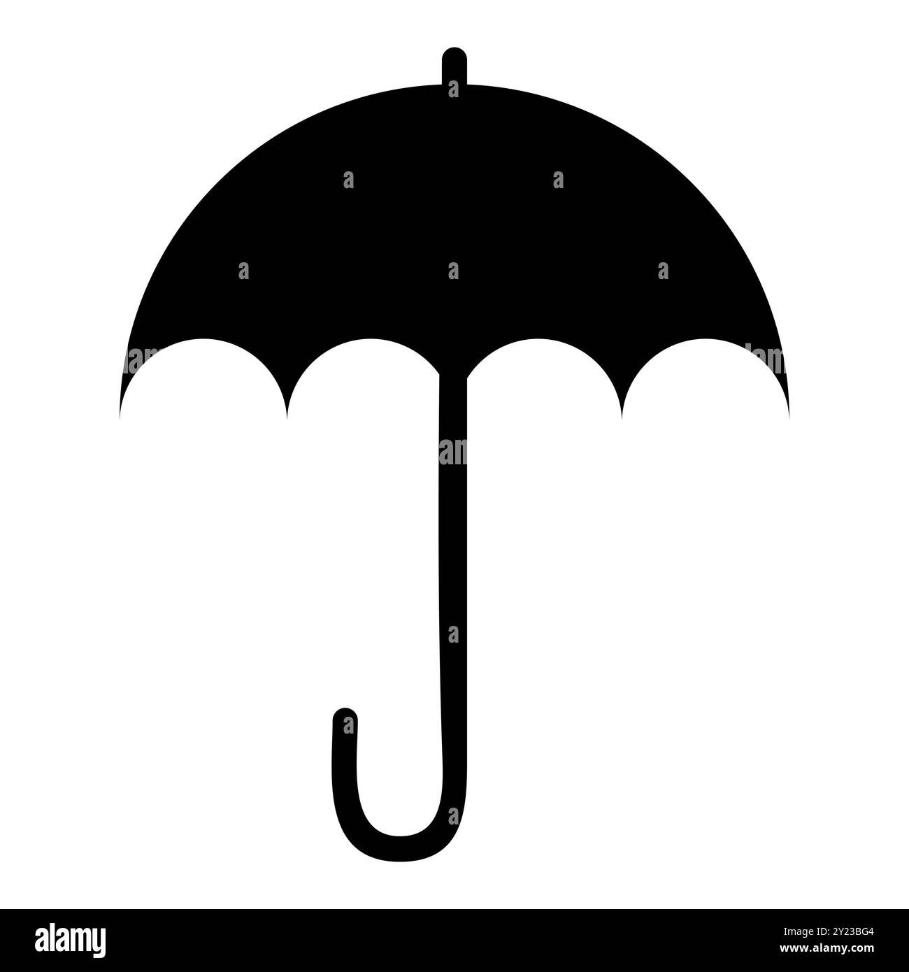 Icona ombrello nero. Design piatto vettoriale con icona ombrello isolato su sfondo bianco. Icona del simbolo ombrello. Simbolo di protezione dalla pioggia. Illustrazione Vettoriale