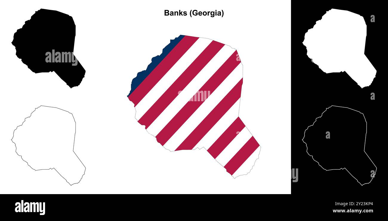 Banks County (Georgia) - Set di mappe di contorno Illustrazione Vettoriale