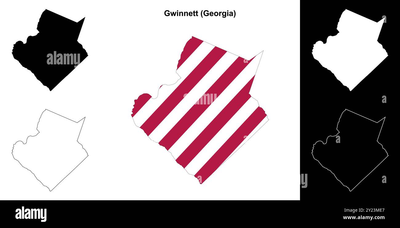 Gwinnett County (Georgia) - set di mappe di contorno Illustrazione Vettoriale