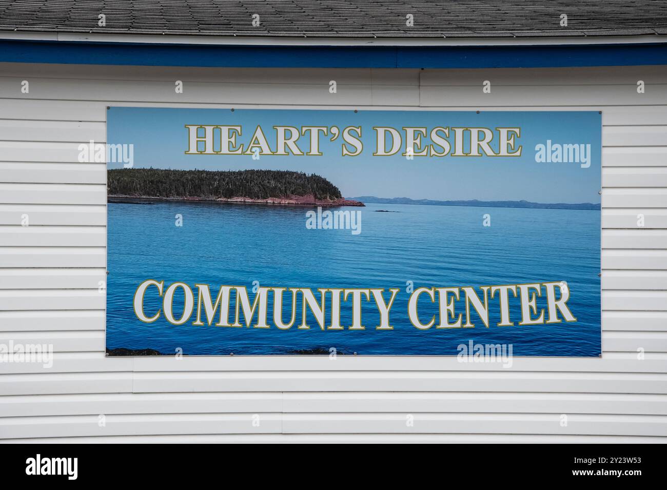 Insegna centro comunitario in Heart's Desire, Terranova & Labrador, Canada Foto Stock