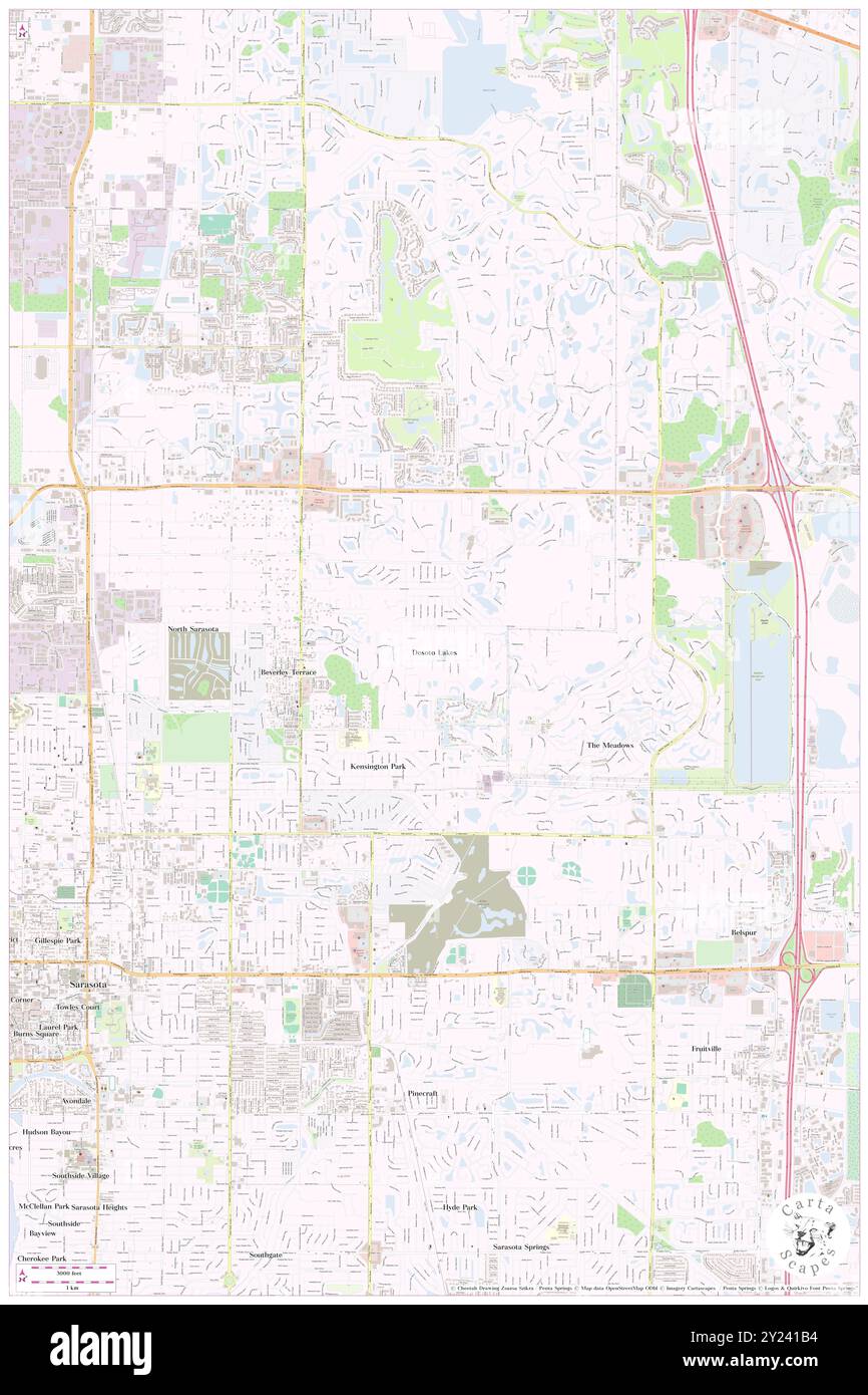 DeSoto Lakes, Sarasota County, Stati Uniti, Florida, N 27 22' 17'', S 82 29' 23'', MAP, Cartascapes Map pubblicata nel 2024. Esplora Cartascapes, una mappa che rivela i diversi paesaggi, culture ed ecosistemi della Terra. Viaggia attraverso il tempo e lo spazio, scoprendo l'interconnessione del passato, del presente e del futuro del nostro pianeta. Foto Stock