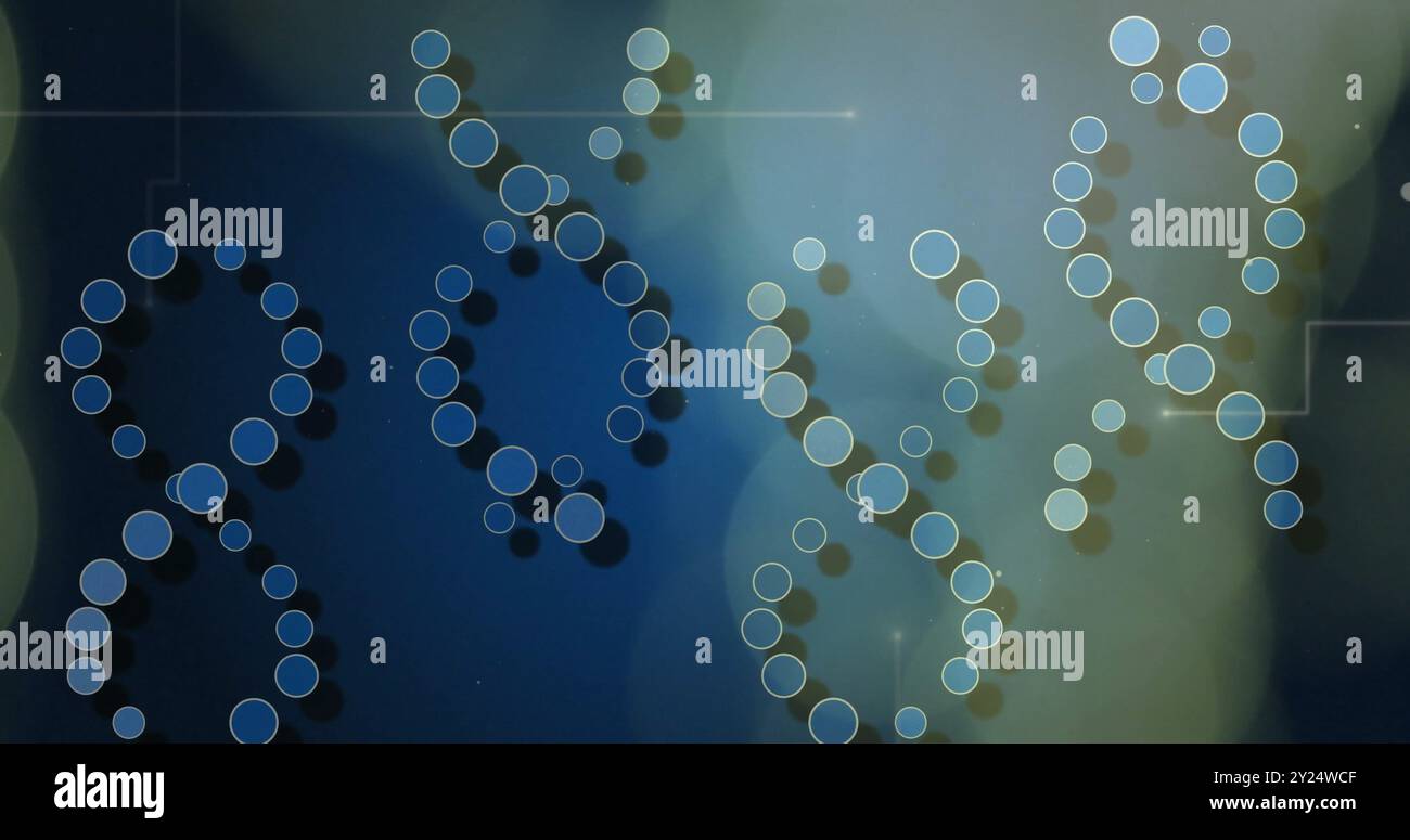 Filamento di DNA e codifica binaria, elaborazione di dati scientifici Foto Stock