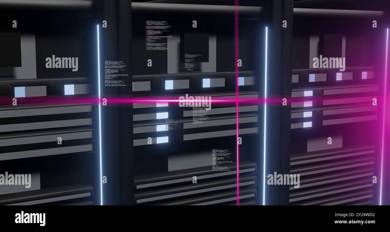 Immagine dell'elaborazione dei dati digitali su server di computer Foto Stock