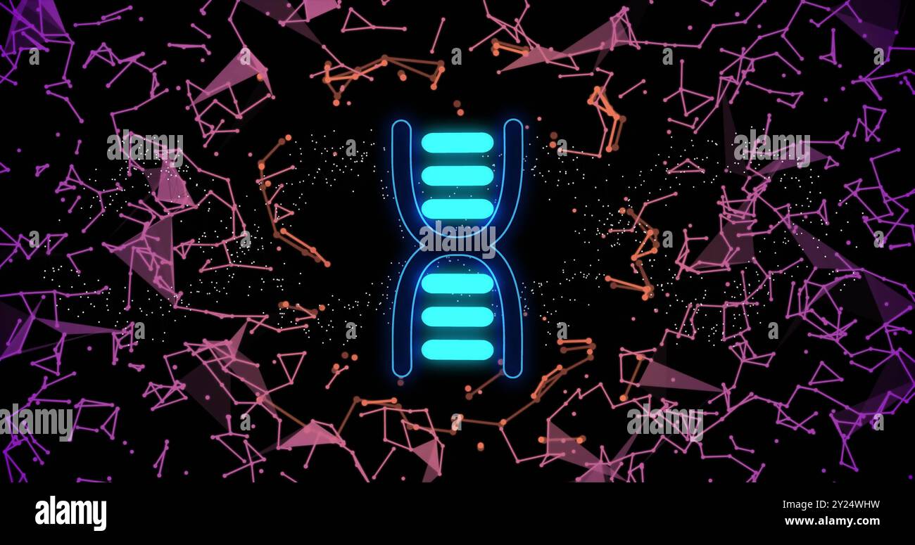 Filamento di DNA e forme geometriche, immagine di elaborazione dei dati scientifici Foto Stock