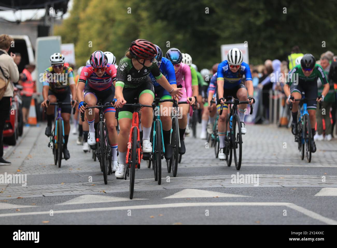 Kilkenny, Irlanda. 8 settembre 2024. Il pilota non è contento di non effettuare svolte sulla parte anteriore. RAS Na mBan riders 2024 (Hugh de Paor/SPP) crediti: SPP Sport Press Photo. /Alamy Live News Foto Stock