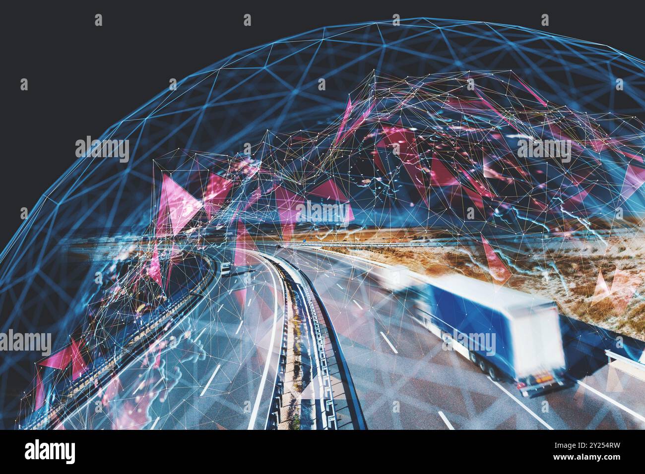 Trasporto autonomo. Auto senza conducente. Assistenza IA e sistema di sicurezza del traffico. Foto Stock