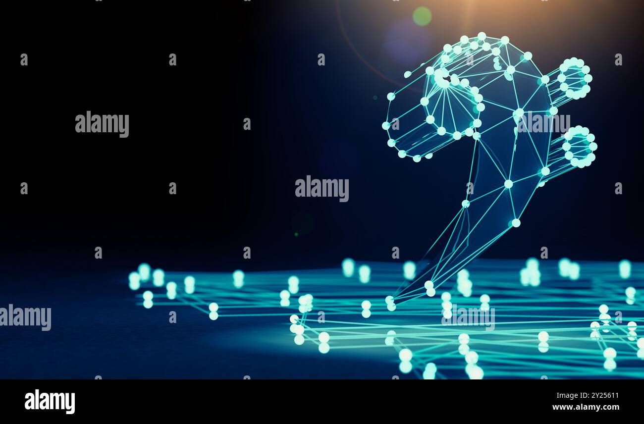 Concetto musicale sfondo astratto.icona Bass Clef design.Networked condivisione di musica e musica su cloud.illustrazione 3d. Foto Stock