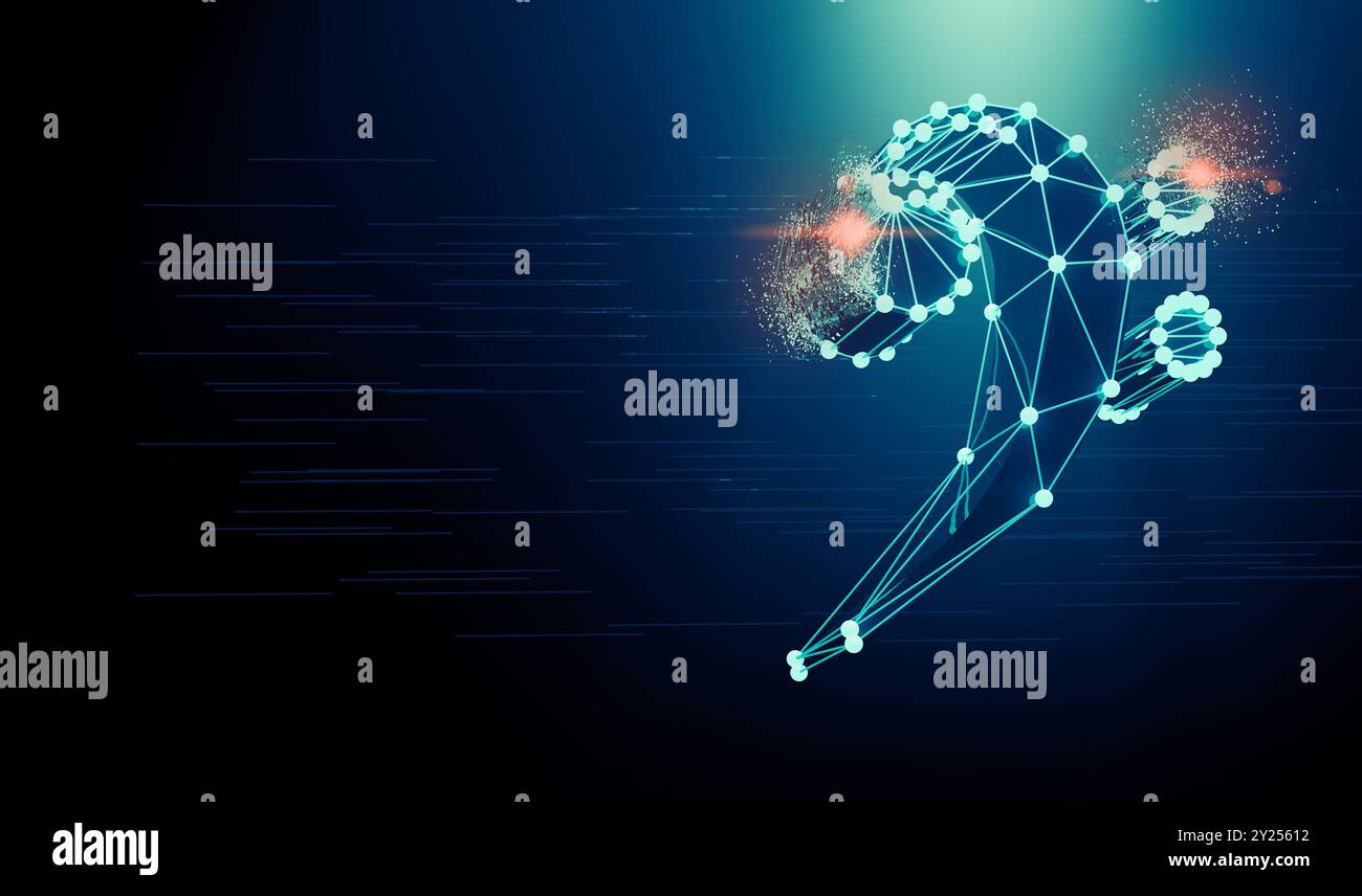 Concetto musicale sfondo astratto.icona Bass Clef design.Networked condivisione di musica e musica su cloud.illustrazione 3d. Foto Stock
