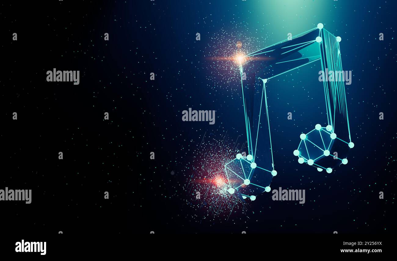 Music Concept Abstract background.Networked musica e condivisione di musica su cloud. Foto Stock