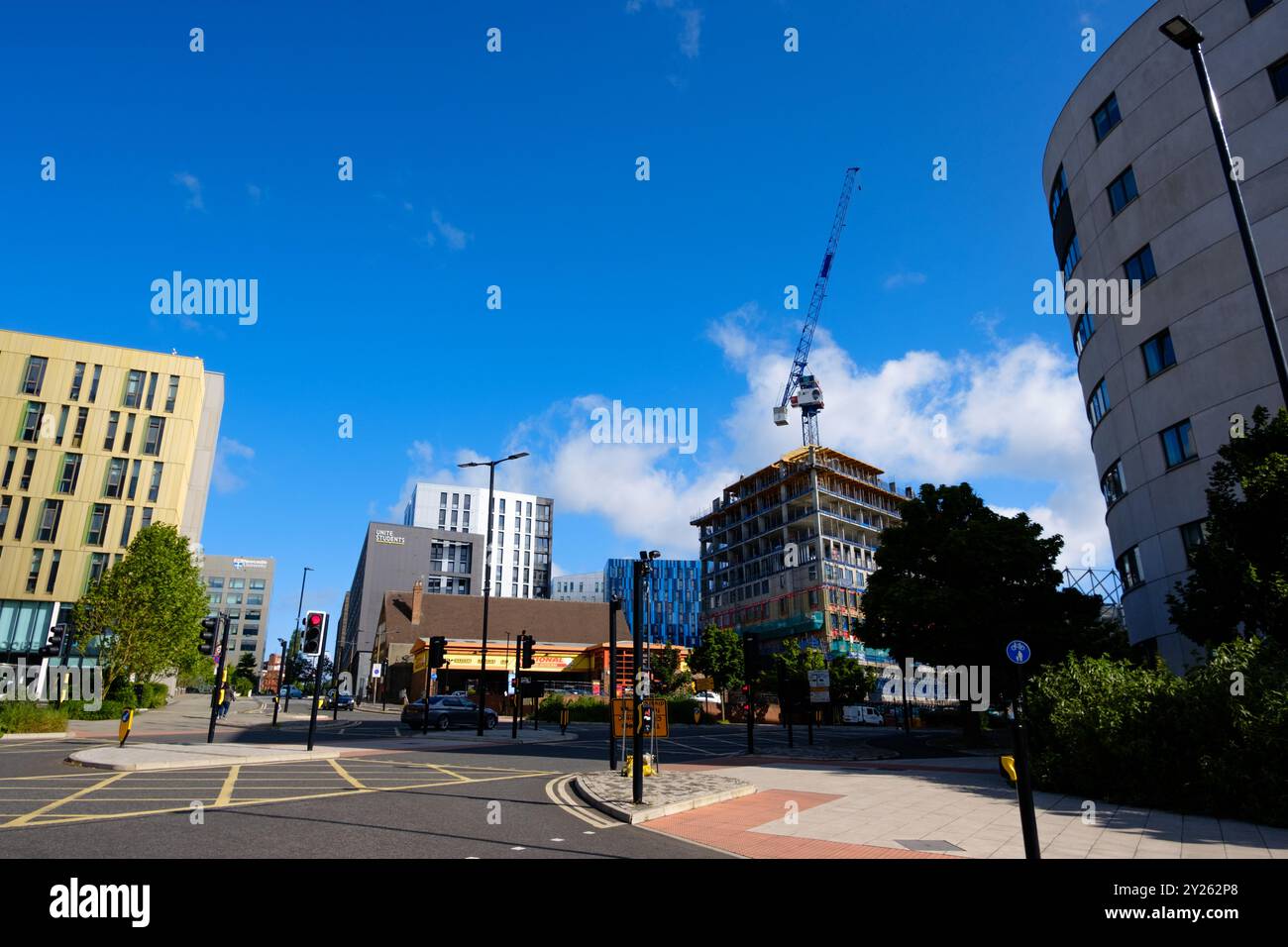 Newcastle Regno Unito: 8 giugno 2024: St James’ Boulevard offrirà ai migliori alloggi per studenti un cantiere nelle giornate di sole Foto Stock