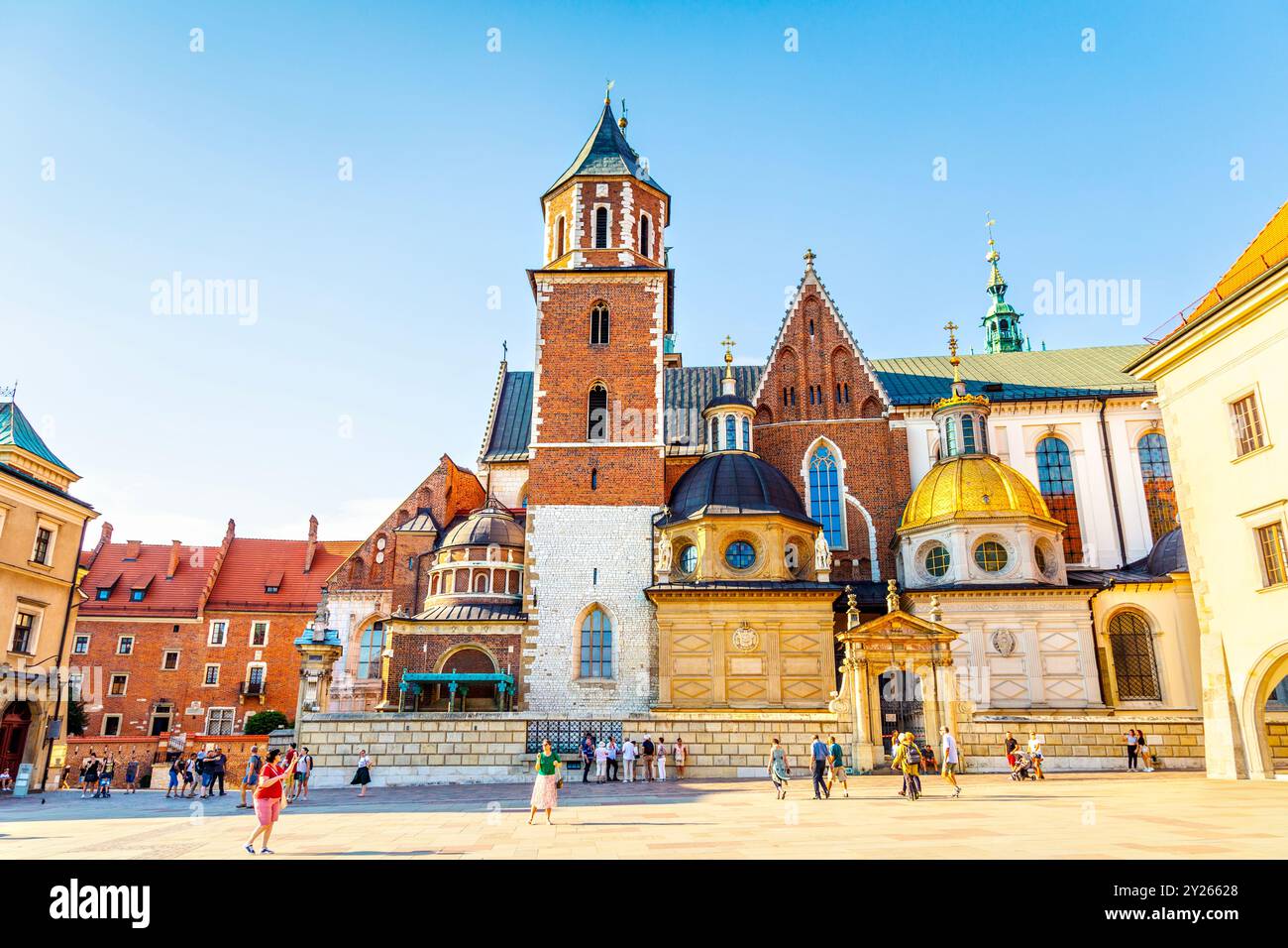 Esterno della cattedrale di Wawel sul colle di Wawel, Cracovia in Polonia Foto Stock