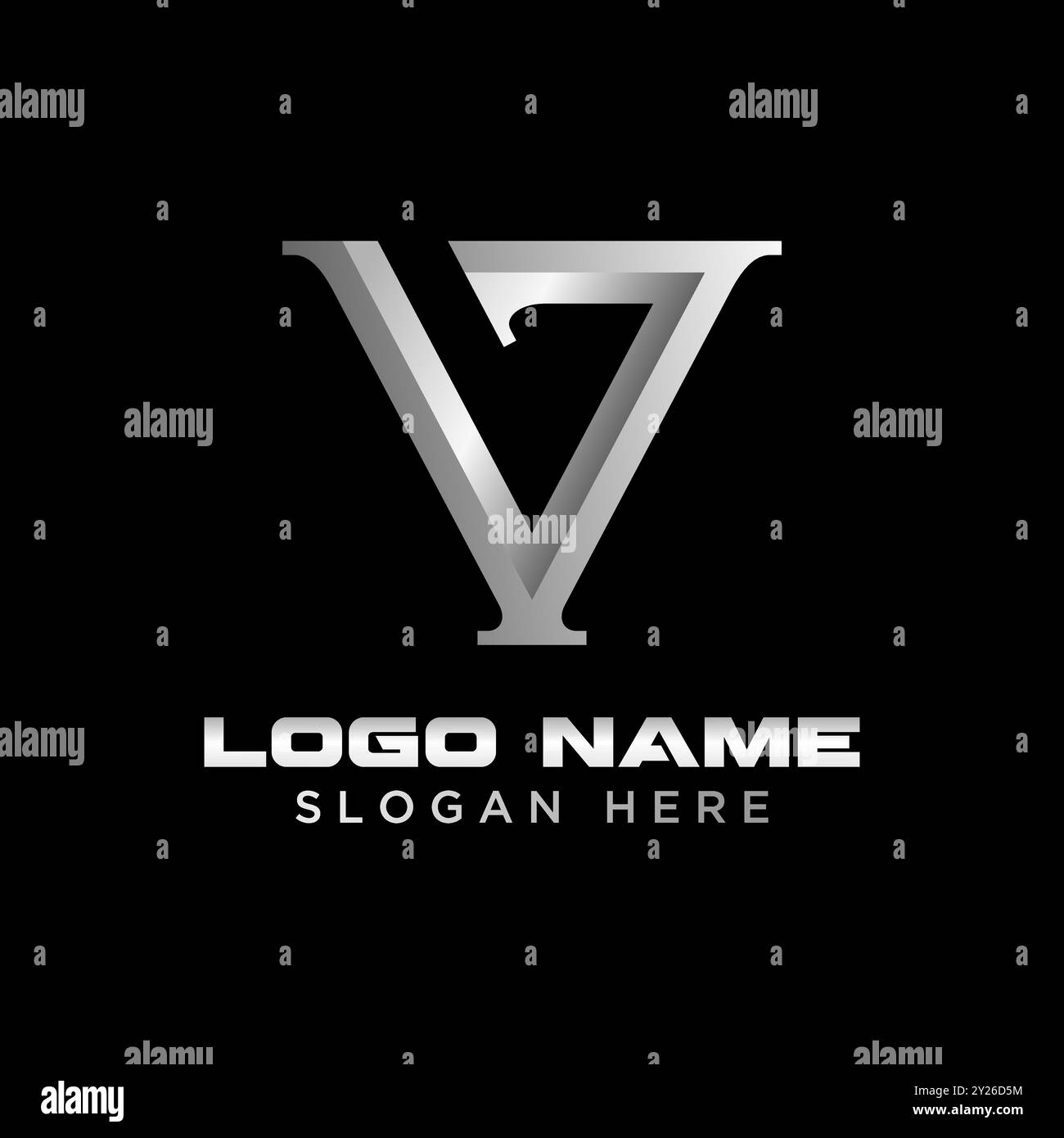 Design del logo concetto grafico astratto materiale vettoriale premium carattere V o G iniziale in acciaio inossidabile brillante correlato al marchio monogramma tipografico Illustrazione Vettoriale