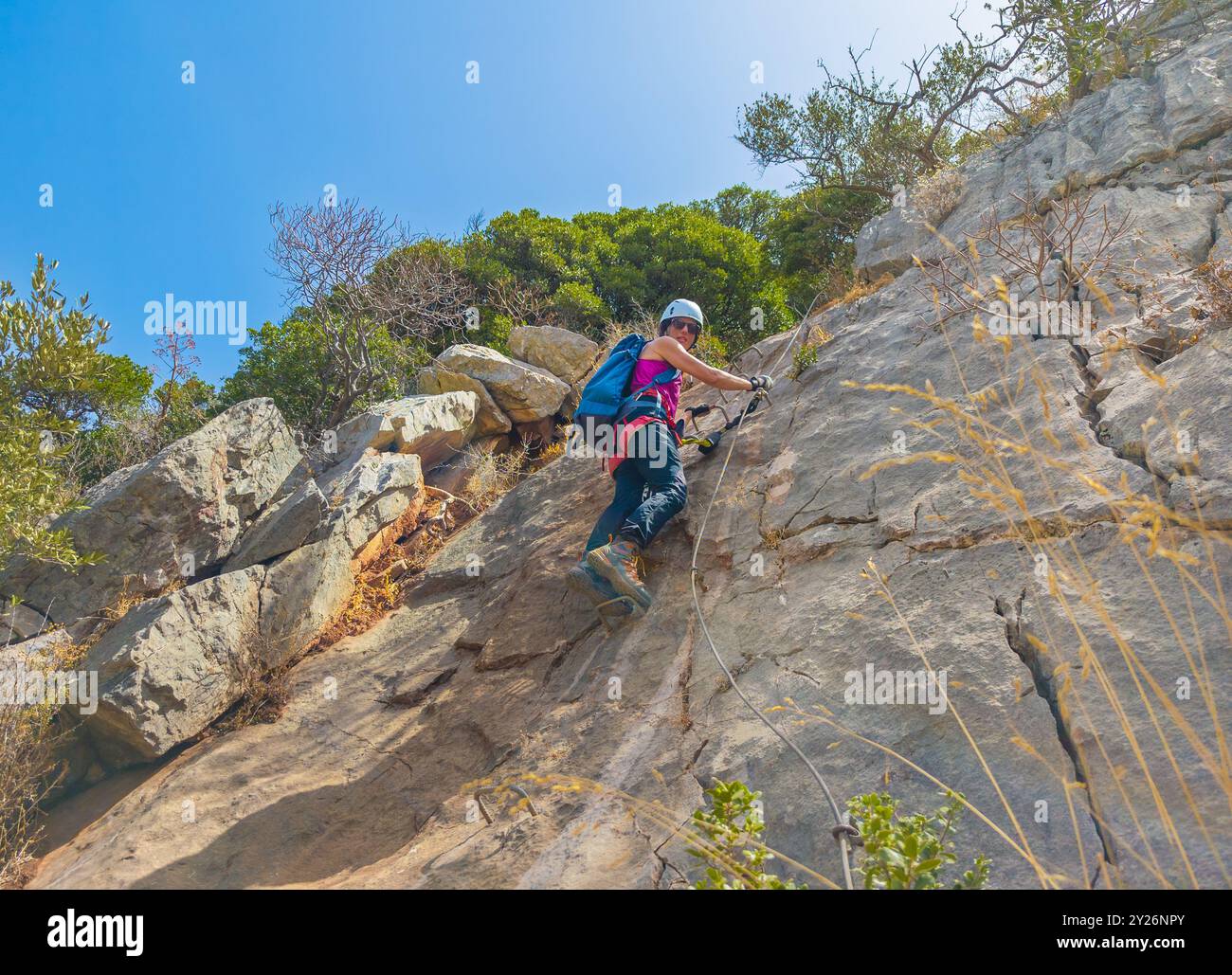 Sardegna (Italia) - la costa meridionale della Sardegna, nella zona del Sulcis, Cagliari. Qui, con la via alpinistica dei ferri, Gutturu XEU, a Iglesias Foto Stock