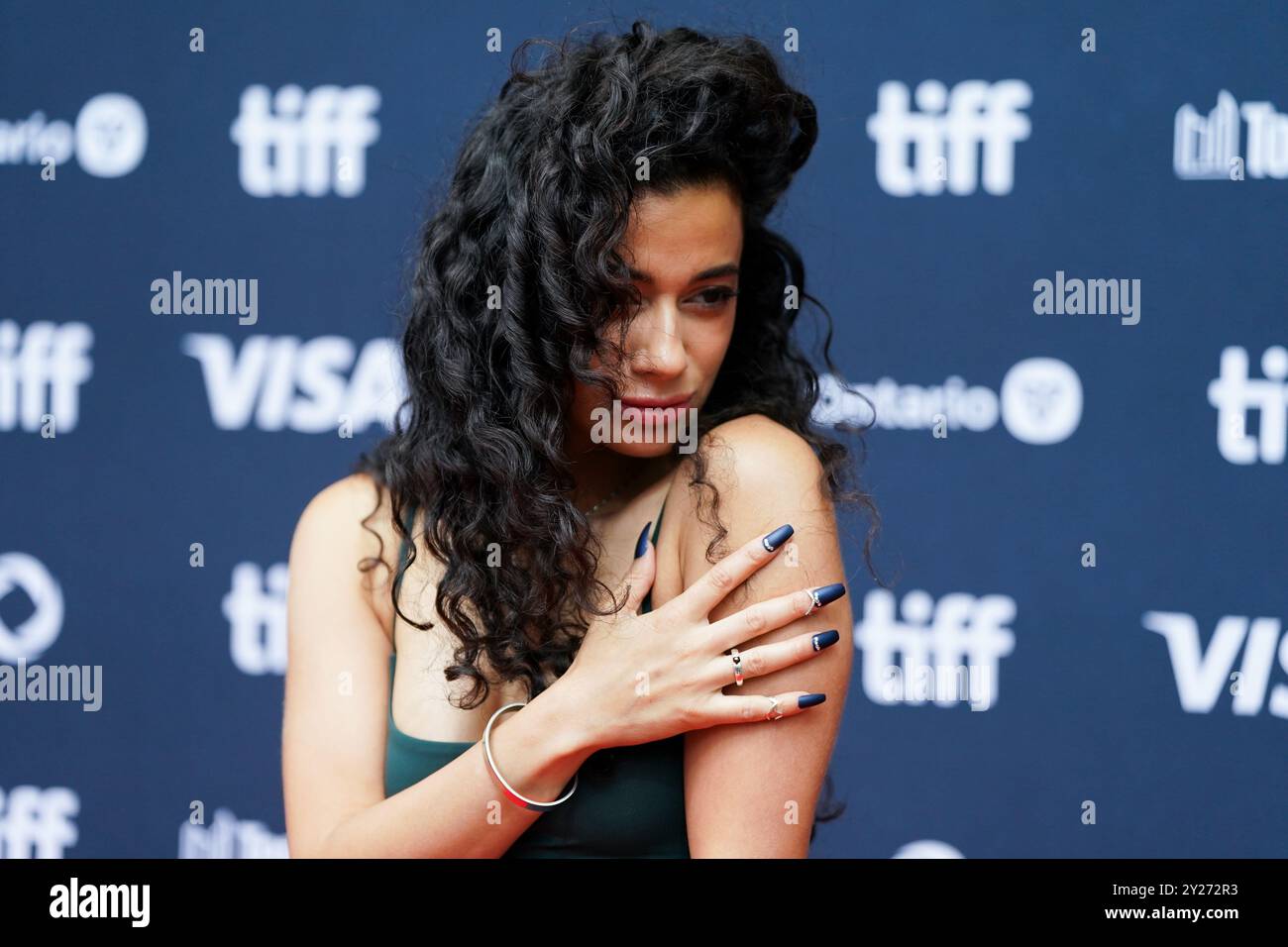 Toronto, Canada. 9 settembre 2024. Angelic Zambrana partecipa alla prima di "Riff Raff" durante il Toronto International Film Festival 2024 al Princess of Wales Theatre di Toronto, Canada, lunedì 9 settembre 2024. (Foto di Michael Chisholm/Sipa USA) credito: SIPA USA/Alamy Live News Foto Stock