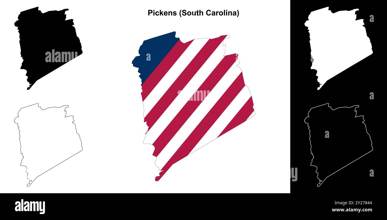 Pickens County (Carolina del Sud) delinea la mappa Illustrazione Vettoriale