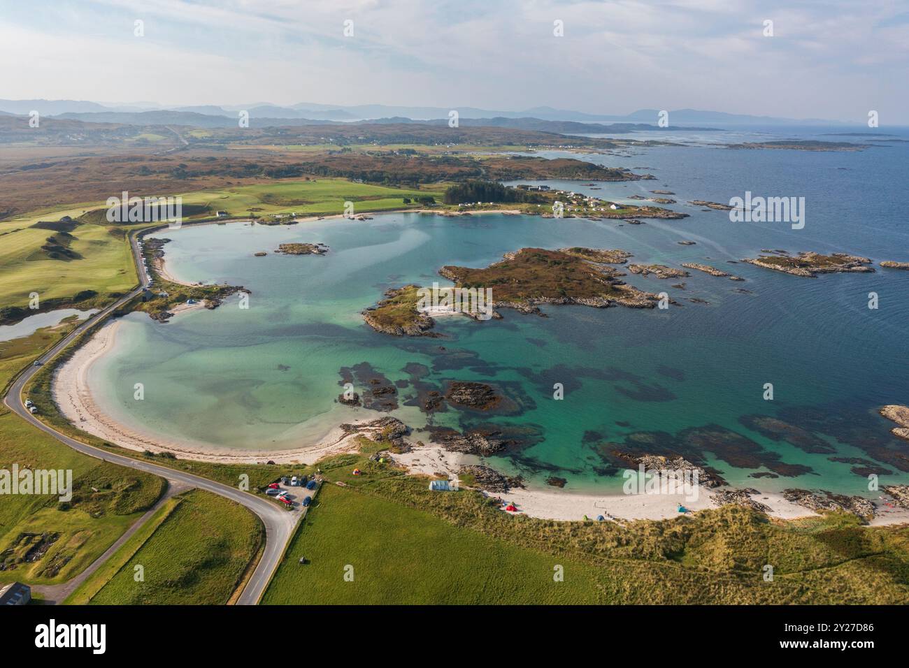 Traigh Beach e Arisaig Beach fanno parte delle Silver Sands di Morar, vicino Mallaig, Lochaber, Scozia. Foto Stock