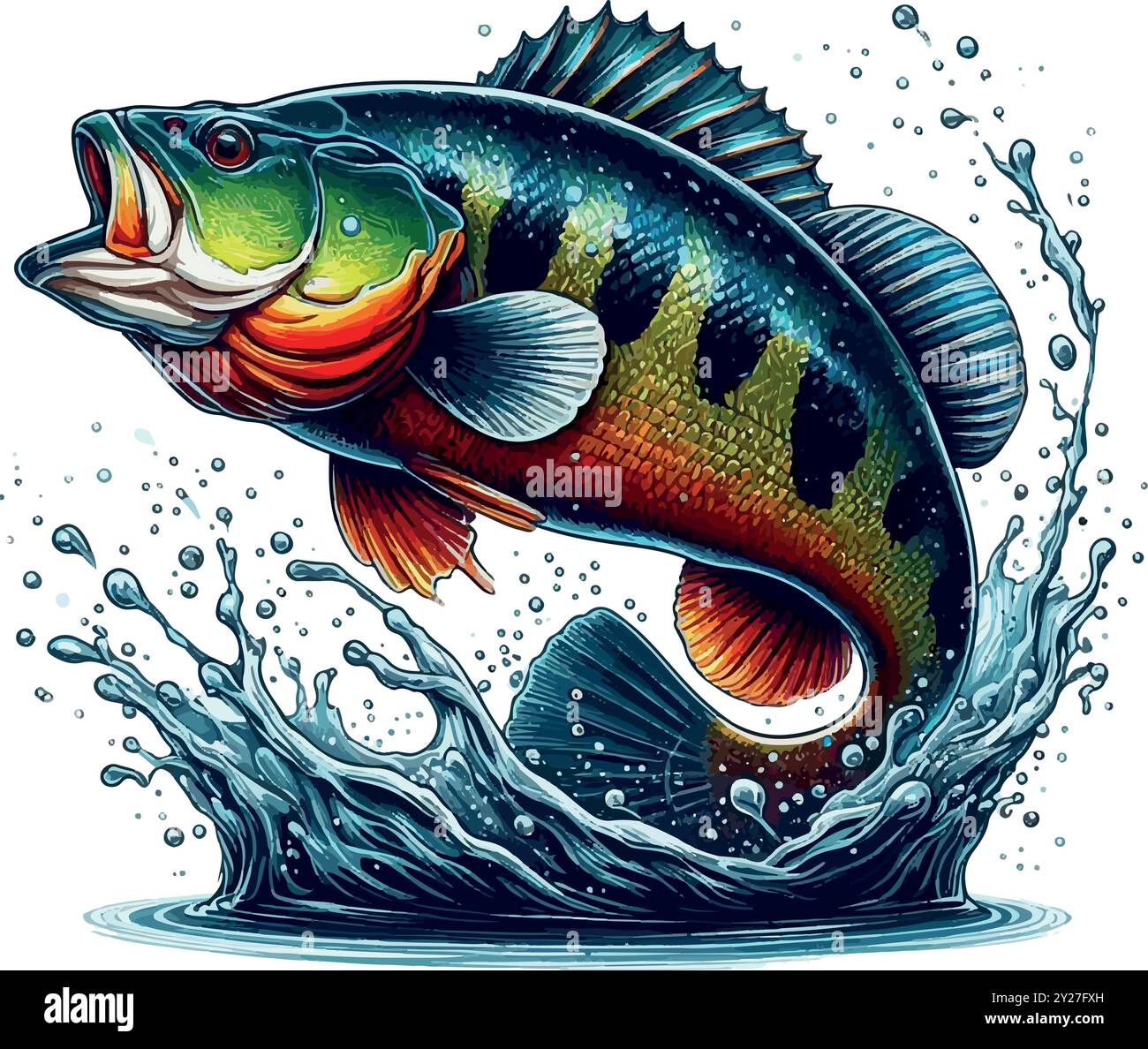 Cichla: The Science Behind the Peacock Bass Fish. Illustrazione Vettoriale