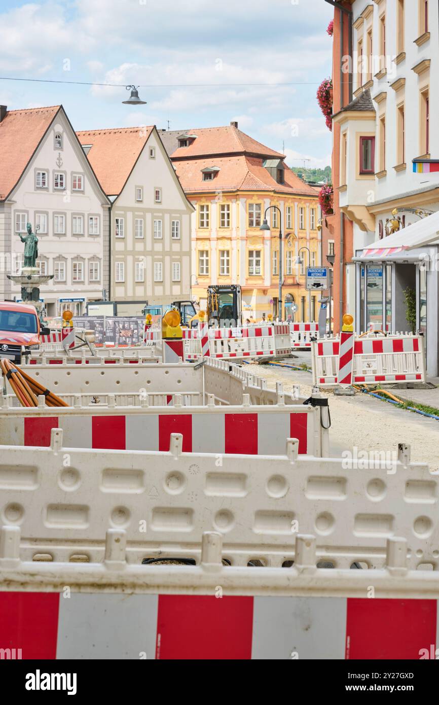 Glasfaserausbau in der historischen Innestadt von Eichstätt Foto Stock