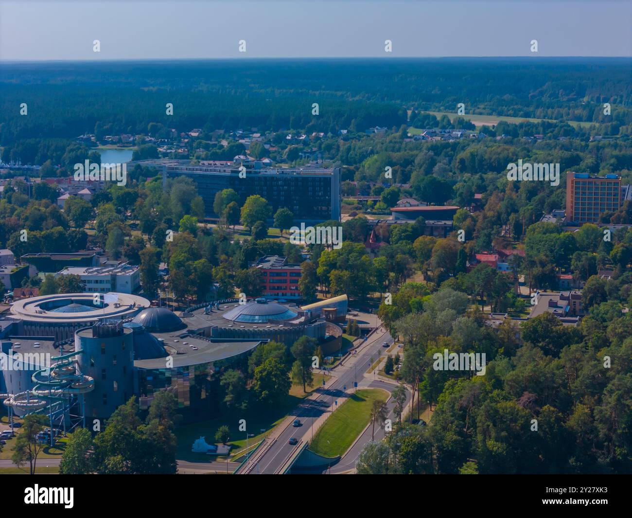 Druskininkai, Lituania. Vista aerea panoramica del centro termale lituano Foto Stock