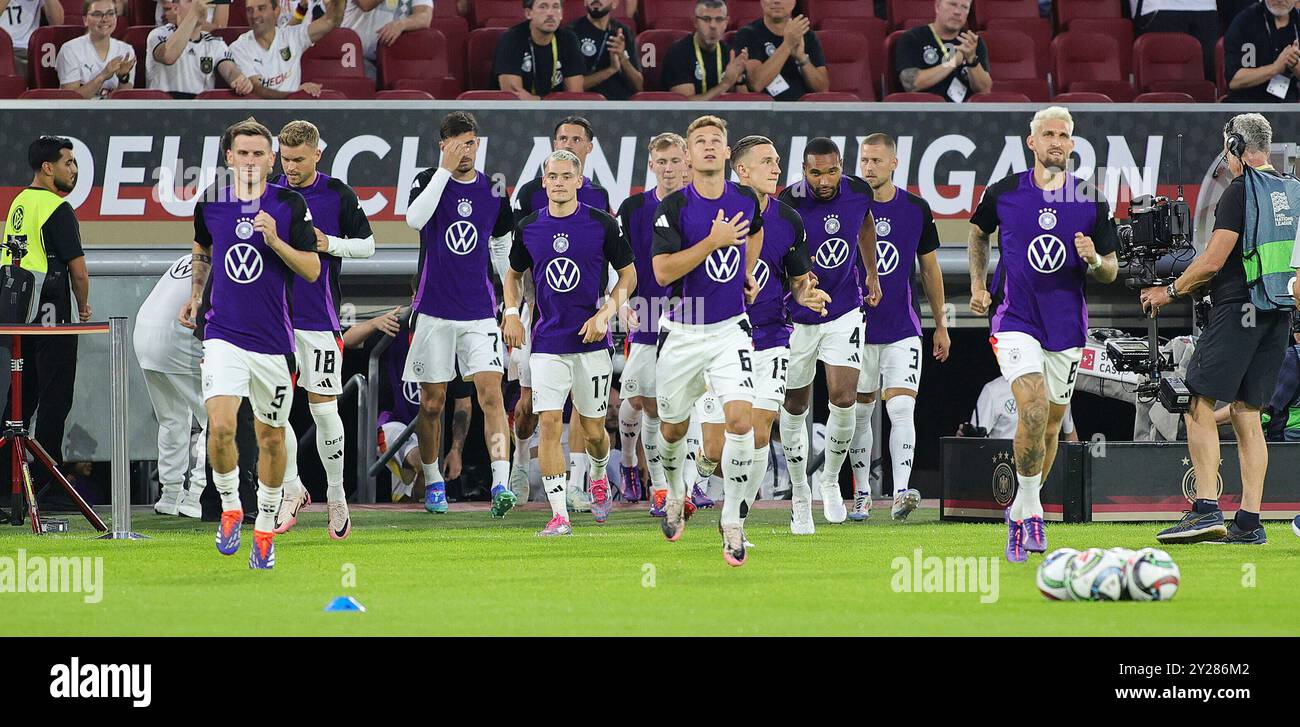 Dusseldorf, Germania. 7 settembre 2024. Firo : 07.09.2024, calcio, partita internazionale DFB Nazionale uomini Nations League Germania - Ungheria giocatori della Germania corrono in credito: dpa/Alamy Live News Foto Stock