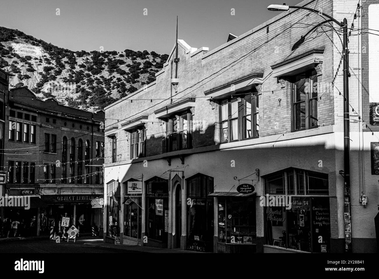 Bisbee, una città in Arizona, Stati Uniti. Antica città occidentale, si trova nella contea di Cochise nello stato americano dell'Arizona e a sud-est di Tucson, la vecchia città mineraria di Tombstone. © (foto di Luis Gutierrez/Norte foto) Bisbee, ciudad en Arizona Estados Unidos. pueblo del viejo oeste, se ubica en el condado de Cochise en el estado estadounidense de Arizona y al sureste de Tucson, está el antiguo pueblo minero de Tombstone. © (foto di Luis Gutierrez/foto Norte) Foto Stock