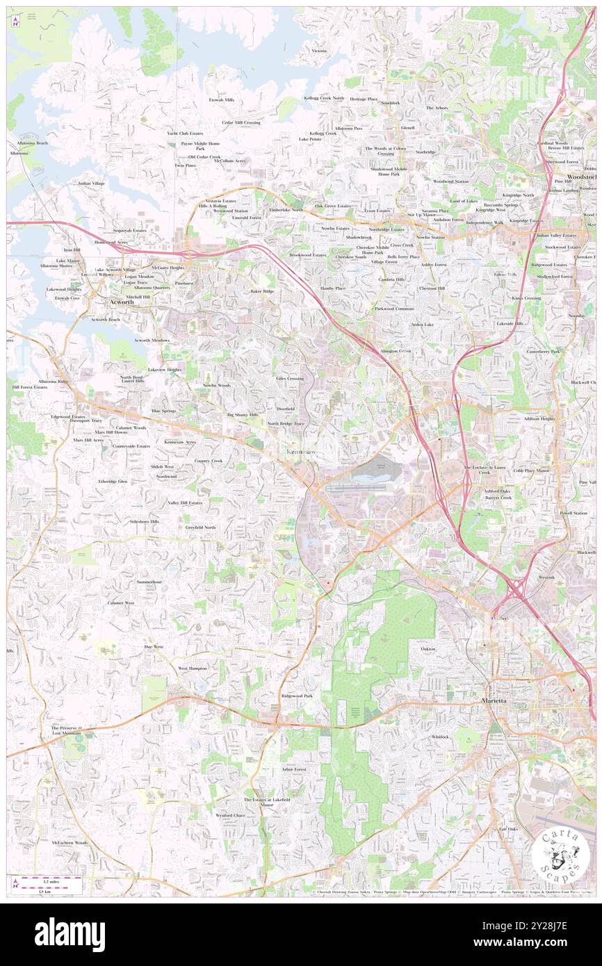 Kennesaw, contea di Cobb, Stati Uniti, Stati Uniti, Georgia, N 34 1' 24''', S 84 36' 55''', MAP, Cartascapes Map pubblicata nel 2024. Esplora Cartascapes, una mappa che rivela i diversi paesaggi, culture ed ecosistemi della Terra. Viaggia attraverso il tempo e lo spazio, scoprendo l'interconnessione del passato, del presente e del futuro del nostro pianeta. Foto Stock