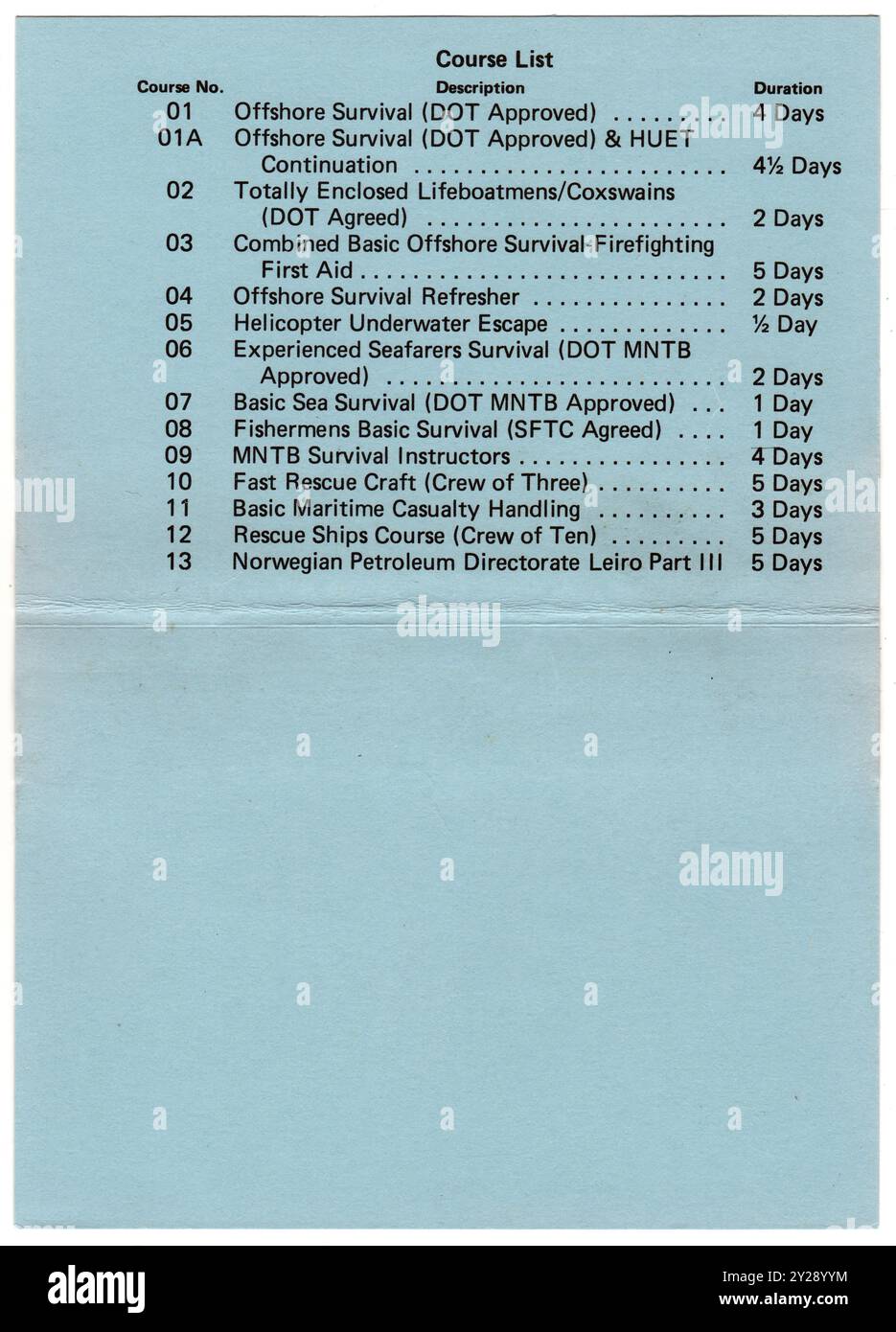 Titolare di carte di certificazione per il completamento del Centro di sopravvivenza offshore presso il Robert Gordon's Institute of Technology negli anni '1980 Foto Stock