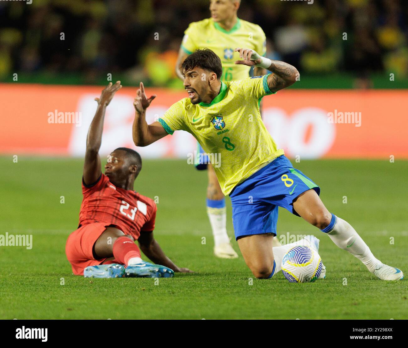 Curitiba, Brasile. 6 settembre 2024. Calcio calcio - qualificazioni FIFA 2026 - Brasile vs. Ecuador - Brasile contro Ecuador - partita valida per il 7° Foto Stock