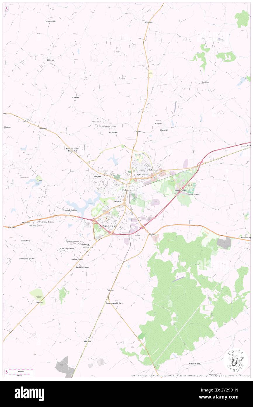 Culpeper, Culpeper County, Stati Uniti, Stati Uniti, Virginia, N 38 28' 23'', S 77 59' 47'', mappa, Cartascapes Map pubblicata nel 2024. Esplora Cartascapes, una mappa che rivela i diversi paesaggi, culture ed ecosistemi della Terra. Viaggia attraverso il tempo e lo spazio, scoprendo l'interconnessione del passato, del presente e del futuro del nostro pianeta. Foto Stock