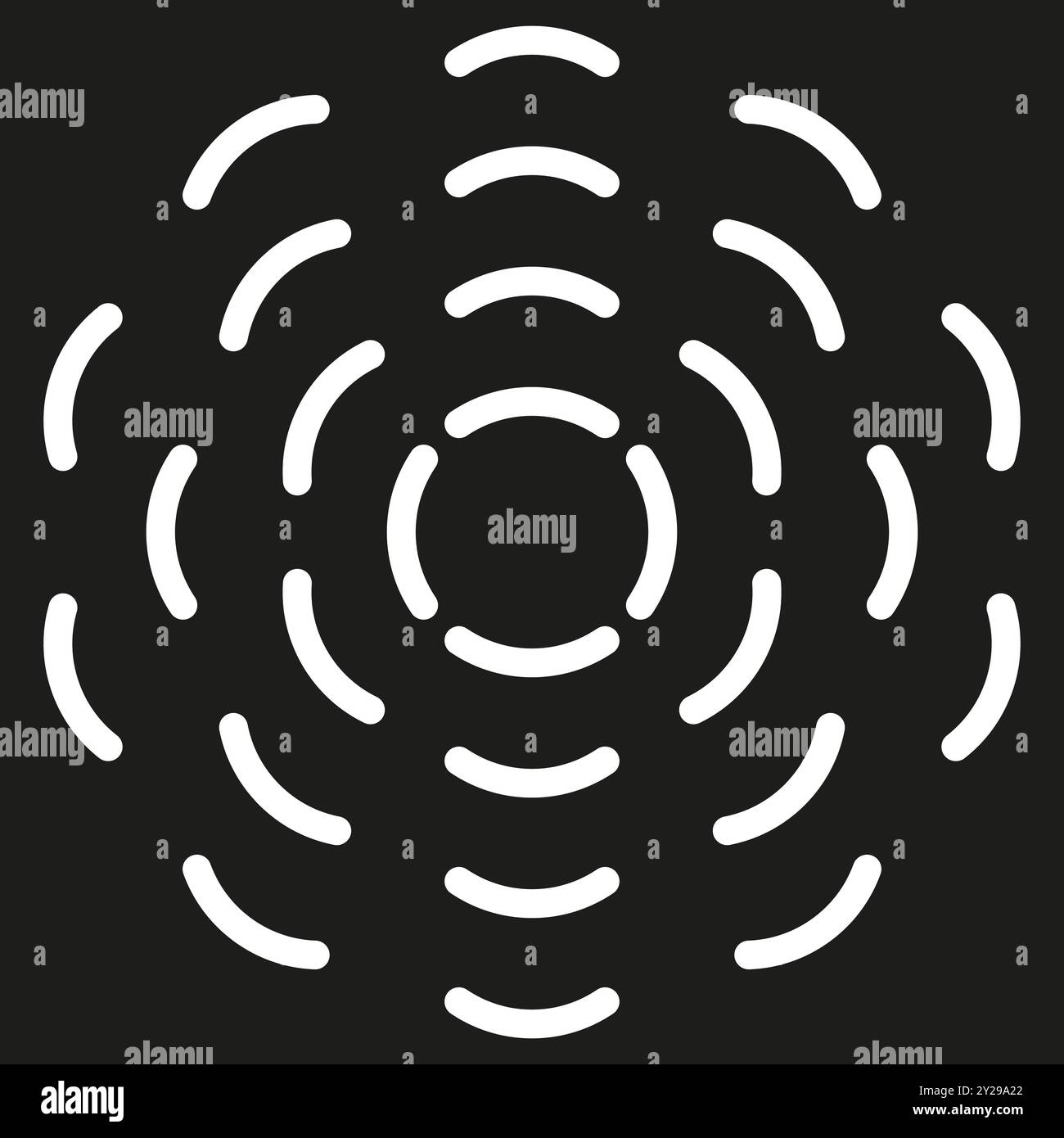 Schema radiale astratto. Semicerchi concentrici. Design a onda geometrica. Effetto increspatura circolare. Illustrazione Vettoriale