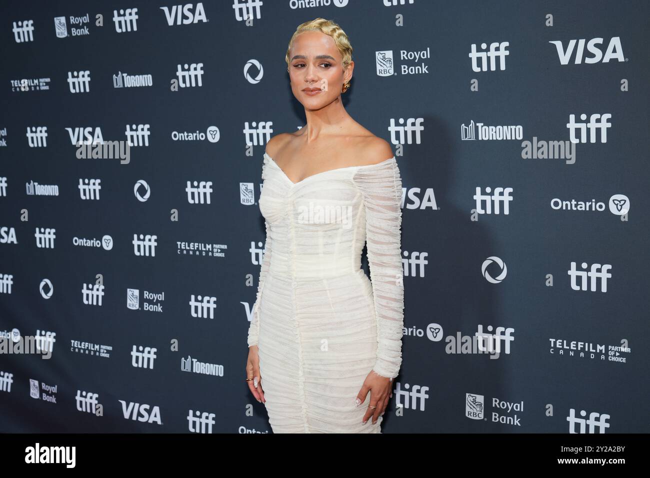 Toronto, Canada. 9 settembre 2024. Nathalie Emmanuel partecipa alla prima di "Megalopolis" durante il Toronto International Film Festival 2024 alla Roy Thomson Hall di Toronto, Canada, lunedì 9 settembre 2024. (Foto di Michael Chisholm/Sipa USA) credito: SIPA USA/Alamy Live News Foto Stock