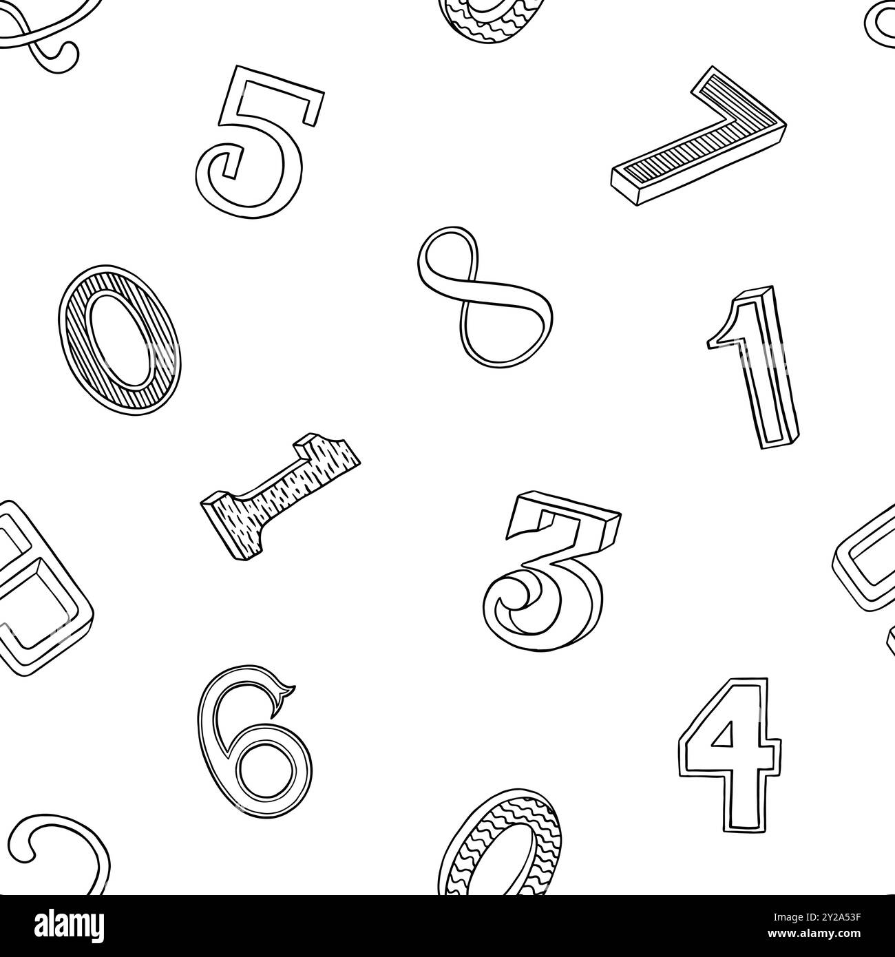 Doodle numerano il motivo senza cuciture. Modello di illustrazione vettoriale Illustrazione Vettoriale