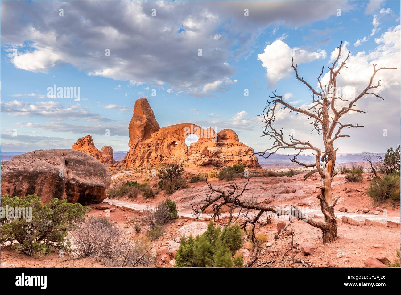 Turret Arch nel Parco Nazionale degli Arches, Utah USA Foto Stock