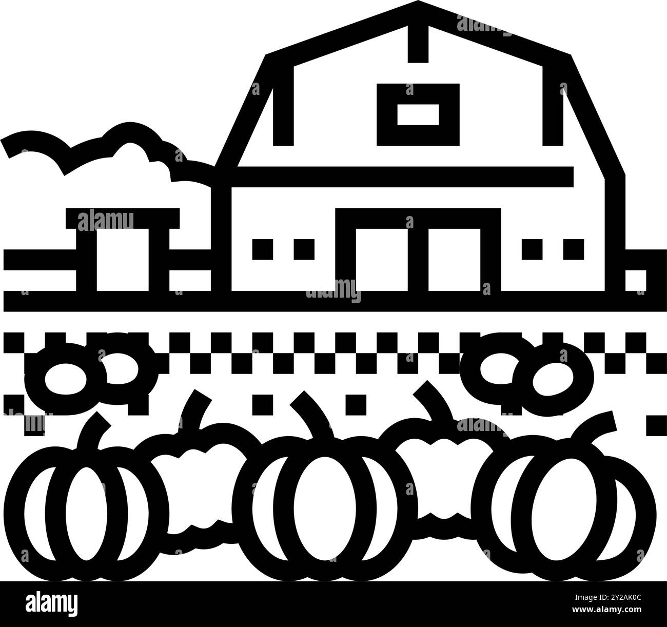illustrazione vettoriale dell'icona della linea autunnale della patch per la zucca Illustrazione Vettoriale