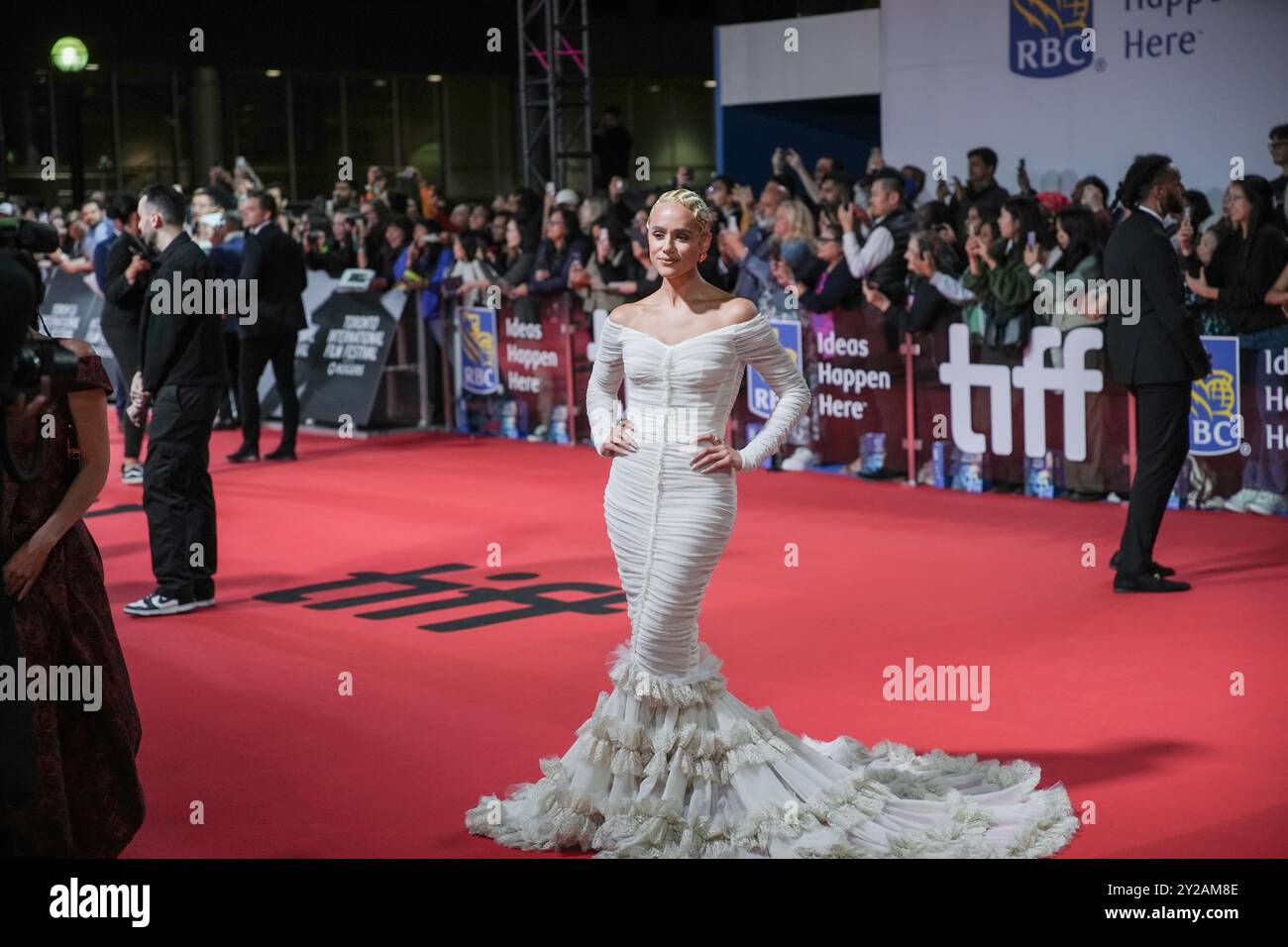 Toronto, Canada. 9 settembre 2024. Nathalie Emmanuel sul Red carpet al Toronto International Film Festival per il film MEGALOPOLIS Gala Presentation al Roy Thomson Hall Theatre 9 settembre 2024 Credit: Sharon Dobson/Alamy Live News Foto Stock