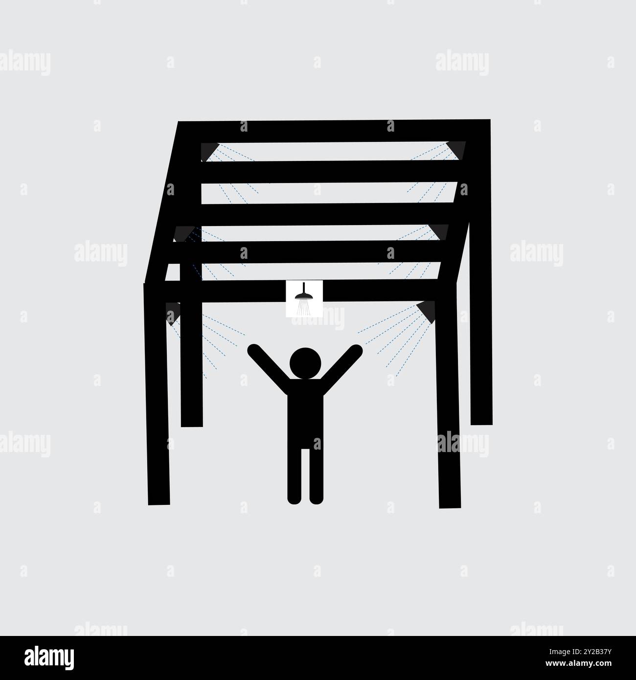 Simbolo di un sistema di raffreddamento per esterni con la sagoma di una persona Illustrazione Vettoriale