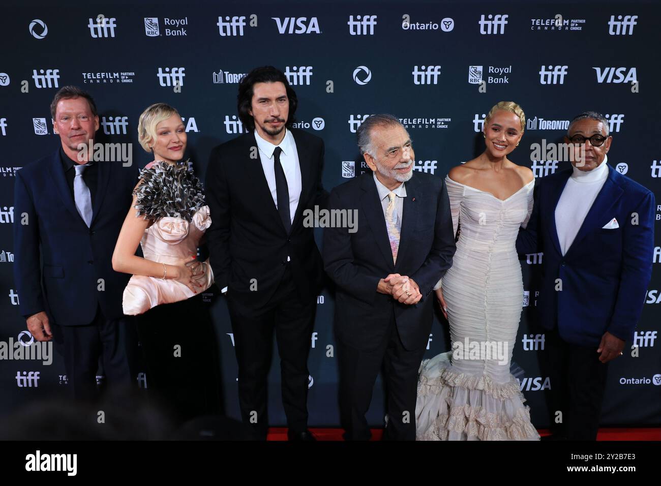 Toronto, Canada. 9 settembre 2024. D.B. Sweeney, Grace VanderWaal, Adam driver, Francis Ford Coppola, Nathalie Emmanuel, e Giancarlo Esposito assistono alla prima di ''Megalopolis'' durante il Toronto International Film Festival 2024 alla Roy Thomson Hall di Toronto, Ontario, il 9 settembre 2024. (Foto di Arrush Chopra/NurPhoto) crediti: NurPhoto SRL/Alamy Live News Foto Stock