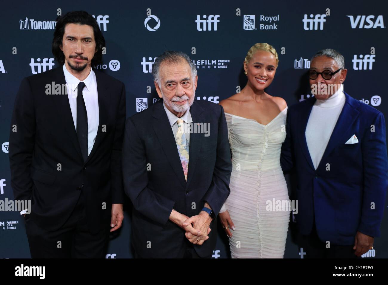 Toronto, Canada. 9 settembre 2024. Adam driver, Francis Ford Coppola, Nathalie Emmanuel e Giancarlo Esposito assistono alla prima di ''Megalopolis'' durante il Toronto International Film Festival 2024 alla Roy Thomson Hall di Toronto, Ontario, il 9 settembre 2024. (Foto di Arrush Chopra/NurPhoto)0 credito: NurPhoto SRL/Alamy Live News Foto Stock