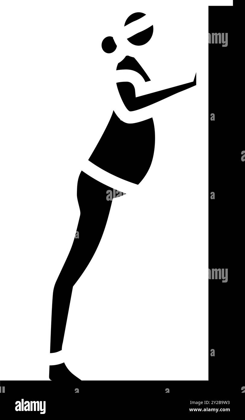 illustrazione vettoriale dell'icona del glifo fitness incinta con spinta a parete Illustrazione Vettoriale