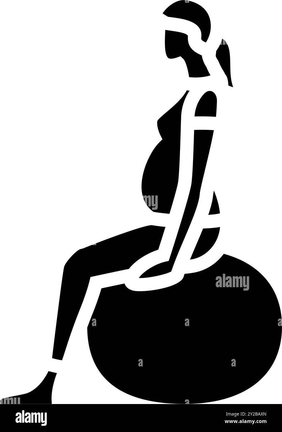 illustrazione vettoriale dell'icona del glifo fitness in gravidanza sul pavimento pelvico seduto Illustrazione Vettoriale