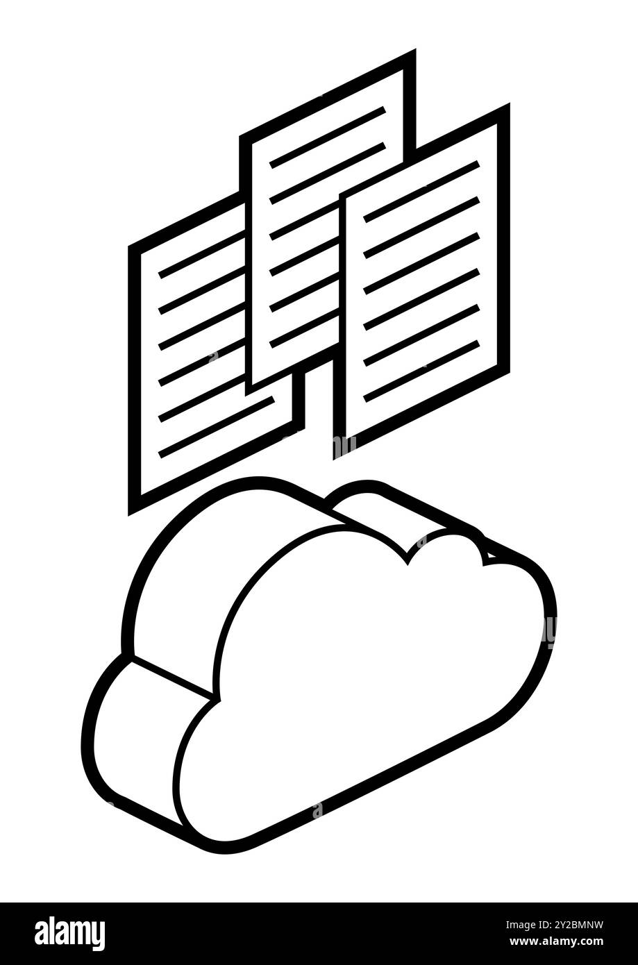 Icona fumetto e carta in isometria. Archiviazione di informazioni e file. Immagine per sito Web, app, logo, design dell'interfaccia utente. Illustrazione Vettoriale