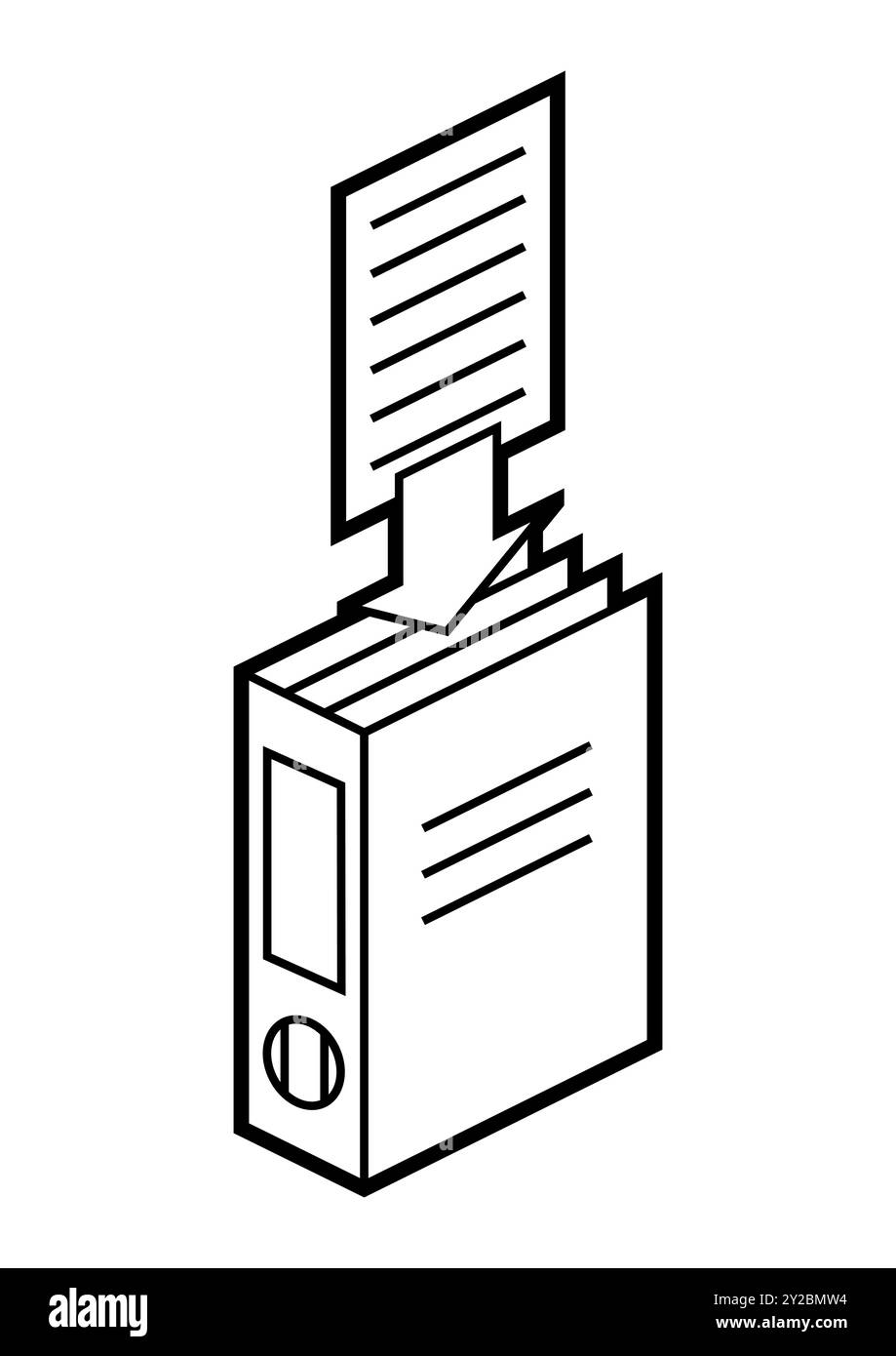 Cartella per l'icona della carta in isometria. Caricamento di informazioni e file. Immagine per sito Web, app, logo, design dell'interfaccia utente. Illustrazione Vettoriale