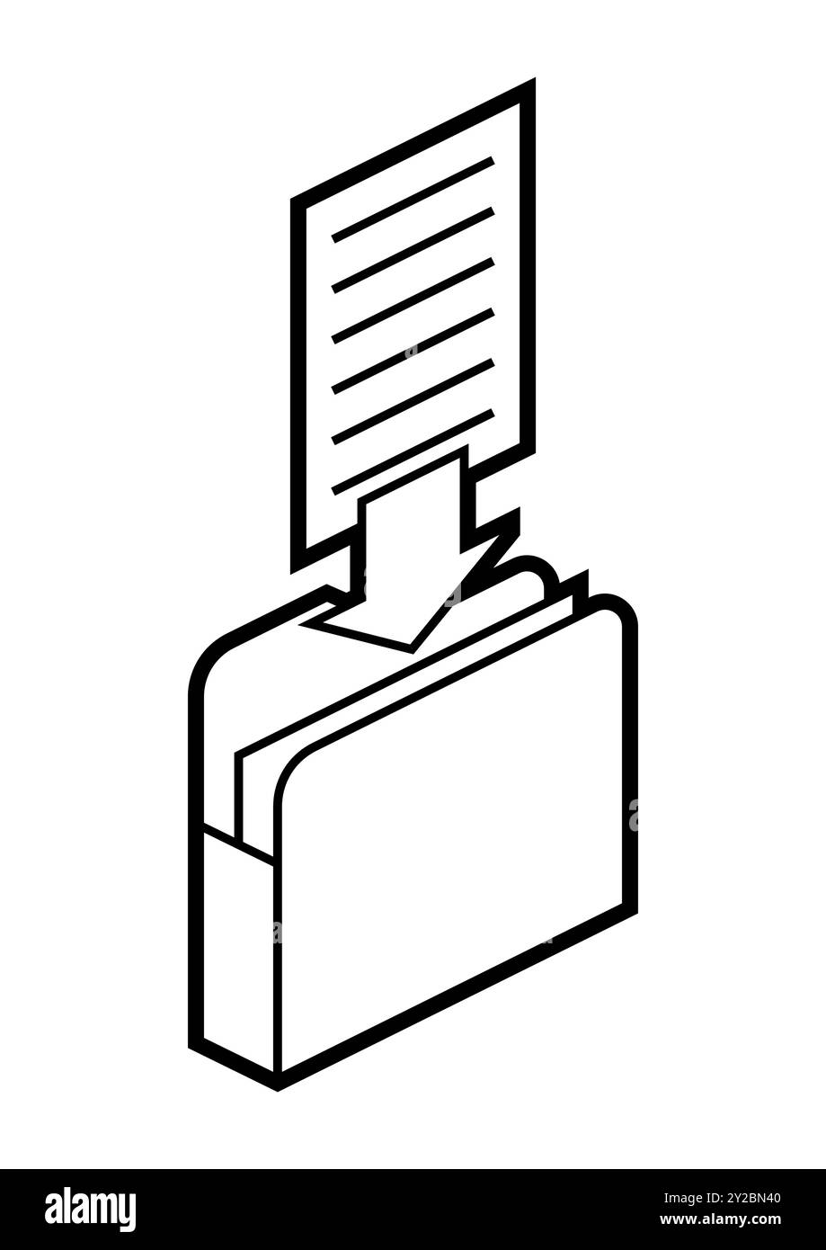 Cartella per l'icona della carta in isometria. Caricamento di informazioni e file. Immagine per sito Web, app, logo, design dell'interfaccia utente. Illustrazione Vettoriale